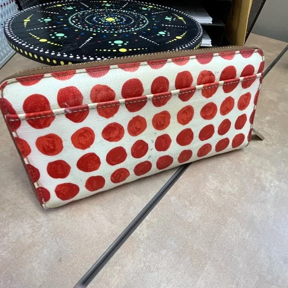 Coach Red and Cream Polka Dot Vintage Wallet EUC - Picture 4 of 12